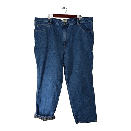 Jeans vintage LL Bean uomo 46x30 gamba dritta foderato in flanella classico denim blu - Foto 6 di 9