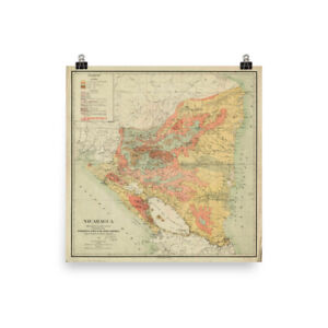 Vintage Central America Country Atlas Poster Old Nicaragua Map 1903
