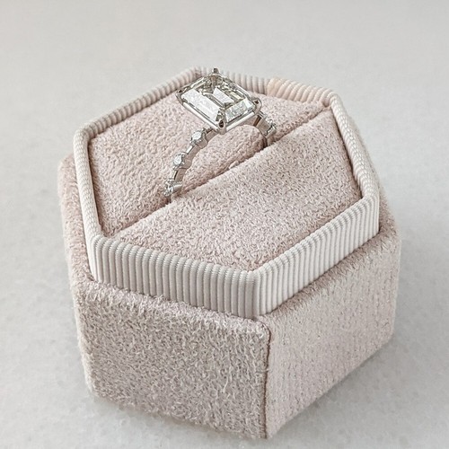 Alianza de boda 0,24 quilates semi montura corte radiante diamante sólido oro blanco de 18 k - Imagen 6 de 10