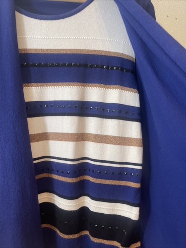 ALFRED DUNNER WOMENS BLOUSE TOP LONG SLEEVE ROUND NECK SIZE M NO IRON MULTICOLOR - Foto 12 di 12