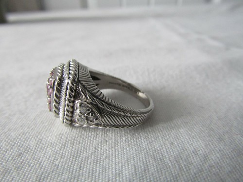 Judith Ripka Sterling Silver Pink Sapphire Pave' & Diamonique Ring Size 8 - Picture 5 of 7