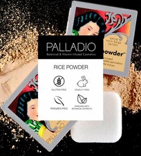 Palladio Pressed Rice Powder, Face Mattifying Setting Powder, Oil Absorbing