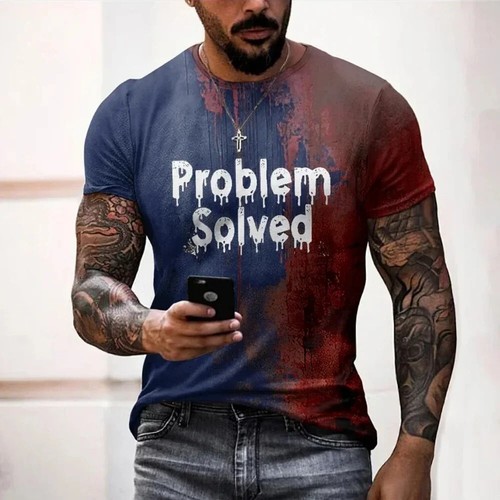 T-shirt uomo problema risolto stampa sanguinosa magliette moda orribile Halloween corta - Foto 10 di 31