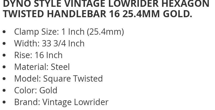 AUTÉNTICO MANILLAR DE BICICLETA LOWRIDER DORADO ESTILO DYNO 16"  Foto 2 de 2