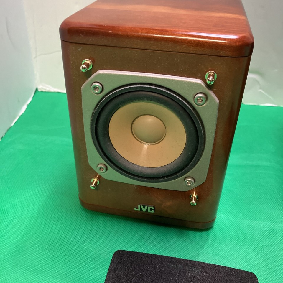 JVC Cherry Wood Mini Bookshelf Speakers Full Range Matched Pair Japan