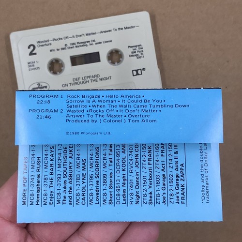 DEF LEPPARD Cassette Tape 80s Metal Glam ON THROUGH THE NIGHT RCA CLUB RELEASE - Picture 4 of 7