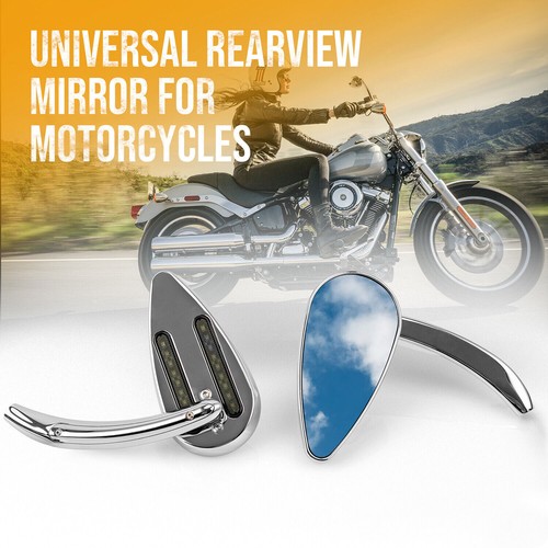 Motorcycle Mirrors with Brake & Turn Signal Rear LED Mirror Teardrop 8mm 10mm - Picture 10 of 10