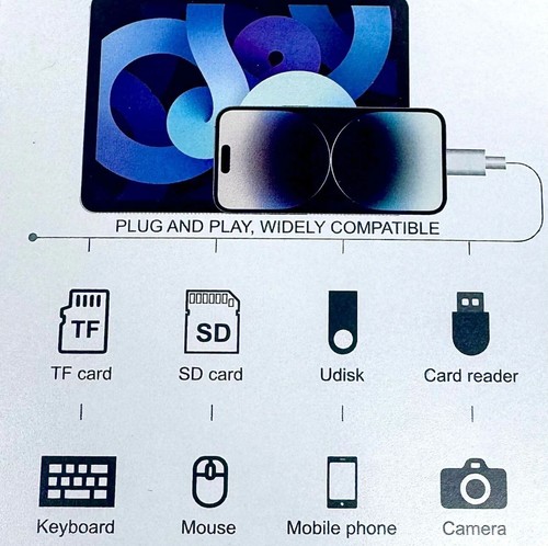 UK 8 pin to SD Memory Card Reader USB OTG Adapter For iPhone 14 13 12 11 X XR 8 - Picture 2 of 3