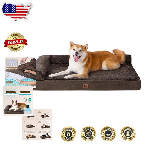 Großes wasserabweisendes Hundebett mit waschbarem Bezug - Orthopädische Unterstützung, 36x27x6