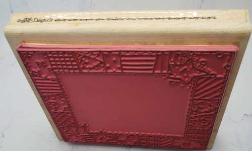 Country Patchwork Rustic Hearts Frame JRL Design Wood Mounted Rubber Stamp - Picture 5 of 7