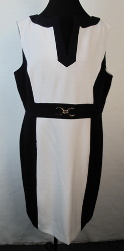 Chelsea Rose Black & White Dress Size 18 Sleeveless Zip Up Office Career Formal - Picture 1 of 8