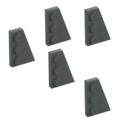 5 nuovi LEGO Dark Stone Grey piastra cuneo 3x2 destra 43722 angolo angolo trapezio - Foto 3 di 6