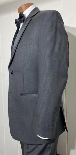 Perry Ellis Dark Grey Tuxedo Jacket w/ FREE Satin Vest! Formal, Wedding, Cruise - Picture 4 of 11