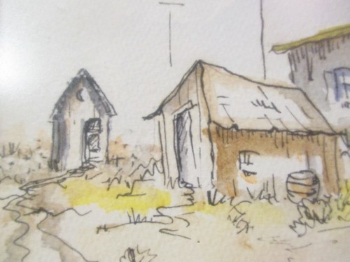 Vintage Original Art Watercolor Painting Tumbleweeds Tumbledowns by Reba - Picture 4 of 7