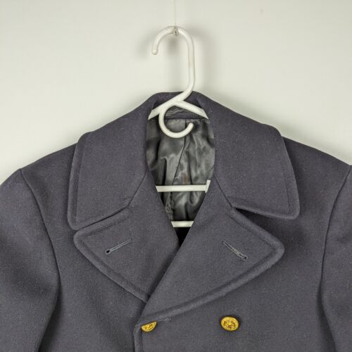 Vtg 50s 60s US Navy Military Peacoat Wool Jacket Brass Eagle Buttons Men's Sz 36 - Picture 4 of 13