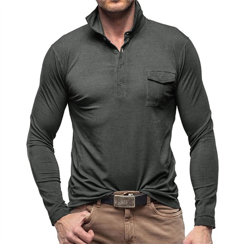Polo uomo manica lunga slim fit nuova vintage camicie casual golf shirt - Foto 13 di 32