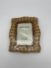 Vintage Wicker Rattan Picture Frame Pointy Corners Square, 3.5 X 5” Image, NOS