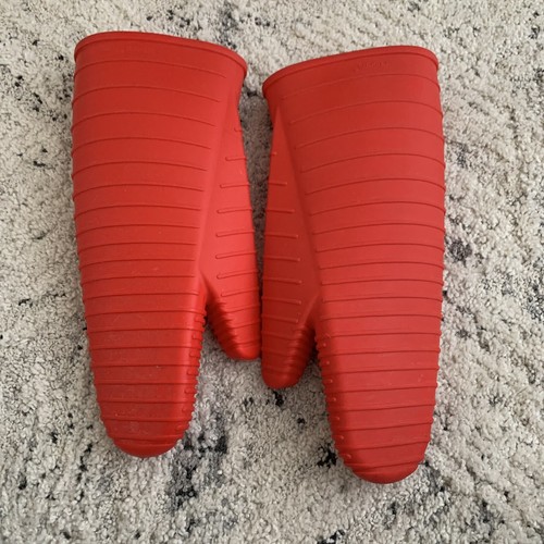 Paar DEXAS Silikon Ofen Herdhandschuhe Handschuhe rot Fäustlinge hitzebeständig 14" - Bild 2 von 3