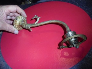 Ancienne Applique Murale Bronze Griffe à Tulipe Pate De Verre Ou