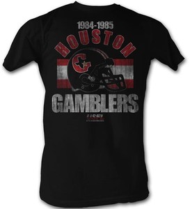 Houston-Gamblers-LOGO-USFL-1984-1985-Men-039-s-Tee-Shirt-Black-Sizes-S-5XL