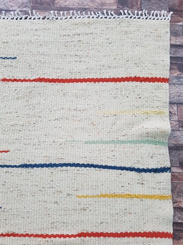 Vintage Handmade Traditional Turkish Striped Kilim Floor Rug Carpet 167x130 cm - Bild 4 von 11