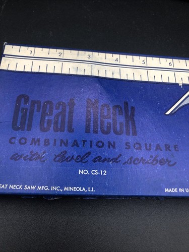 Great Neck Combination Square 12" Vintage Steel Blade Made in USA c-12 NOS w/box - Bild 2 von 13