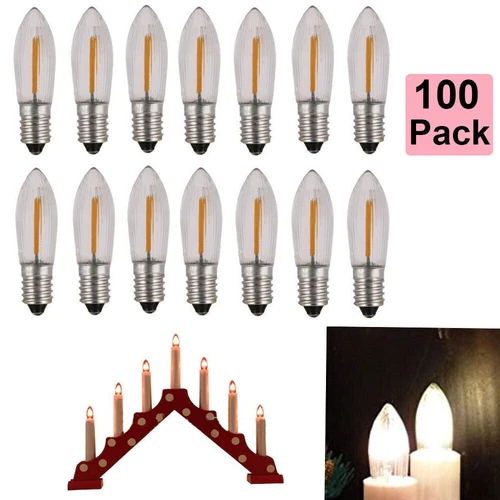 20-100 x E10 COB LED Replacement Bulbs Light Bulbs Top Candle Light 0.2W 14-55V Warm White
