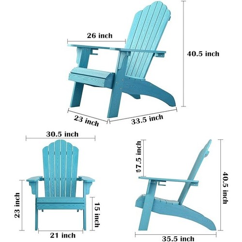 hOmeHua Oversized Plastic Weather Resistant Adirondack Chair with Cup Holder - Picture 4 of 9