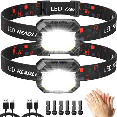 Stirnlampe LED Wiederaufladbar,Mliaimce 2 Stück 2000 Lumens Superhell Sensor Sti - Bild 1 von 12