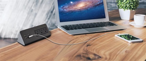 Two Desk Edge Mount Power Outlets With USB Charge Ports (Set of 2) good for trip - Picture 5 of 7