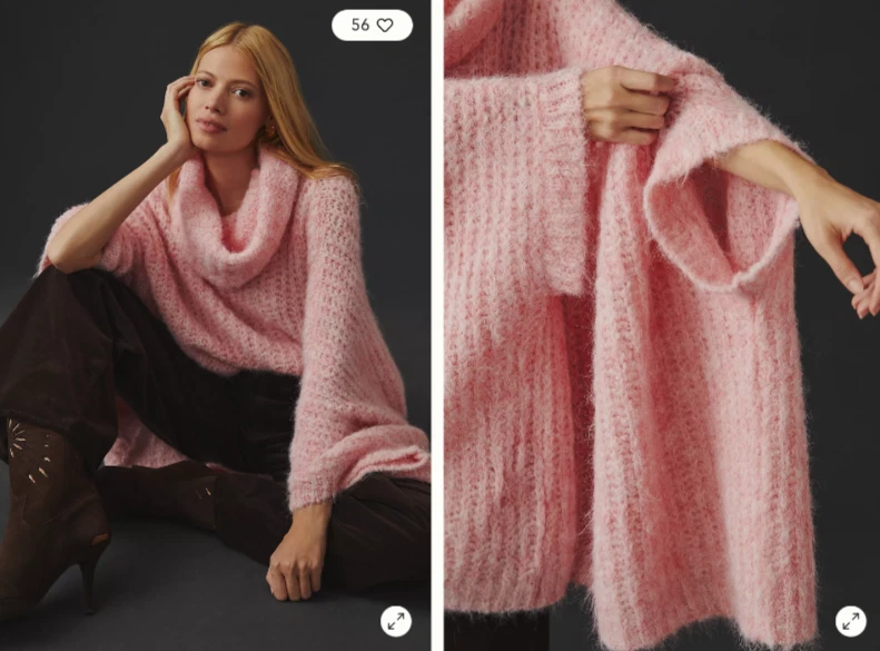 NEW $98 Anthropologie Funnel-Neck Sweater Poncho Pink/Rose Handmade