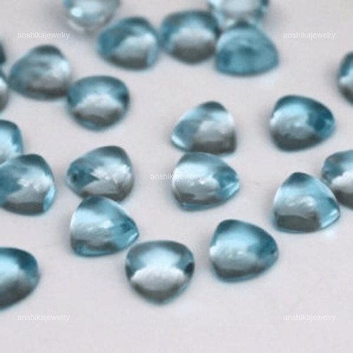 Natural Trillion Sky Blue Topaz Gemstone Loose Astrology Cabochon 6X6MM - Picture 5 of 8