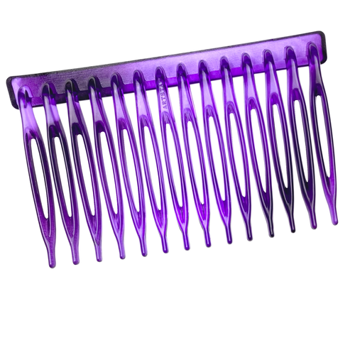 2 x schöne Steckkämme Einsteckkamm Haarkamm transparent lila ca. 7,5 cm x 5 cm - Bild 3 von 4