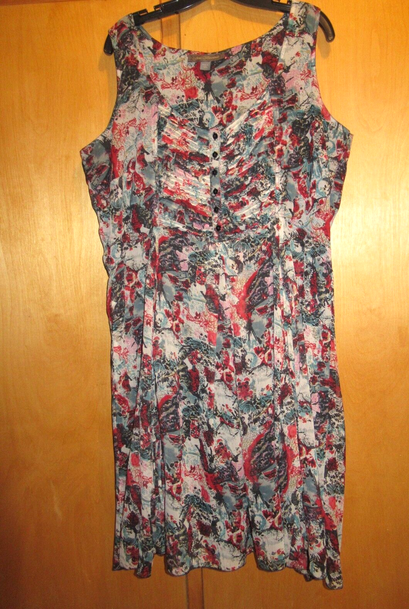 size 16 joe brown dresses Joe Browns Women's Size 16 Multicolor Graffiti/Floral Print Chiffon Dress  NWOT