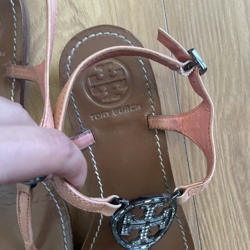 Tory Burch T-Strap Leather Sandals Pink Size 6.5 - Picture 3 of 7