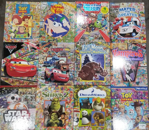 Lot 12 Large Look and Find Hardcover Books Cars Toy Story Shrek Disney Star Wars