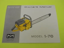 MCCULLOCH CHAINSAW MODEL 1 - 76 OWNERS MANUAL  -----  MANUAL 183D