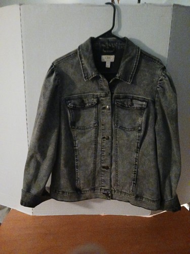 LOGO Jean Jacket 18W. Lori Goldstein. Light Charcoal Grey - Picture 1 of 14