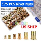 175Pc Rivet Nut Kit Mixed Zinc Steel Rivnut Insert Nutsert Threaded Set M3-M12