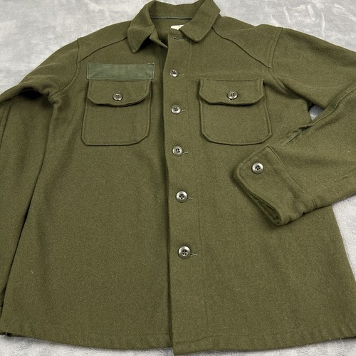 Vtg Military Field Wool Shirt Mens Small Jacket Olive Green Shacket US Army - Imagen 1 de 6