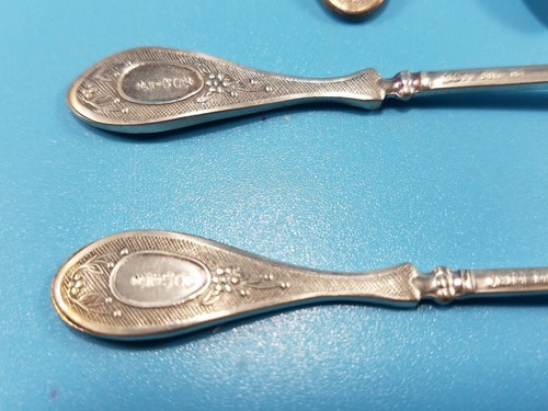 Set of 5 Vintage Soviet Union Silver Tone Coffee Demitasse Spoons Rare Design - Picture 9 of 12