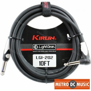 Kirlin-10-ft-Right-Angle-Guitar-Instrument-Patch-Cable-Cord-Free-Tie-1-4-034