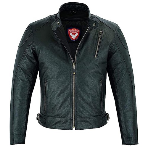 Warrior Gears Nappa Cowhide Short Body Leather Jacket Mens CE Armour Protection - Picture 4 of 7