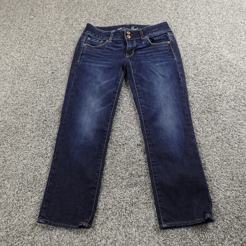 American Eagle Jeans Womens 2 Dark Blue Denim Pants Low Rise Artist Stretch Y2K - Picture 2 of 12