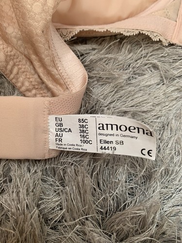 Amoena ellen Sb Lovely nude mastectomy front back closure pocketed Bra 38c New - Picture 7 of 8
