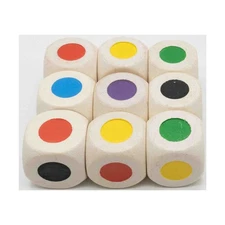 d6 Wood - White w/Colored Faces (9) by Koplow EX