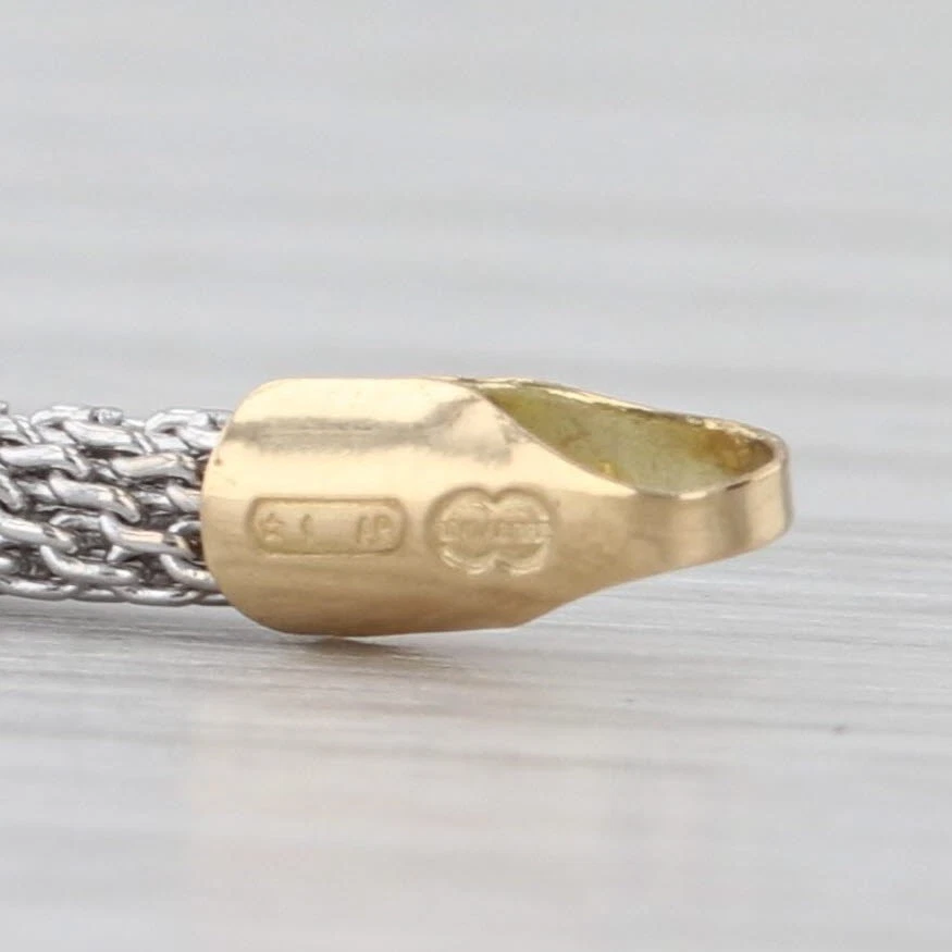 Mesh Chain Bead Bracelet 7" 18k White & Yellow Gold 3.5mm - Image 4 of 4