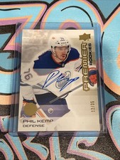 Phil Kemp 12/35 Rookie Gold Auto 2024-25 UD Premier Edmonton Oilers (KJ1)