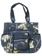 Realtree Womens Black Camo Fashion Camouflage Tote Bag Handbag