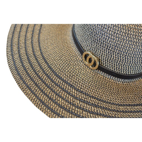 I.N.C. International Concepts Women's Striped Floppy Hat in Natural Tan & Black - Picture 4 of 5
